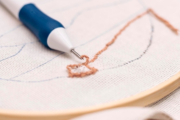 detail výšivky pri kontakte